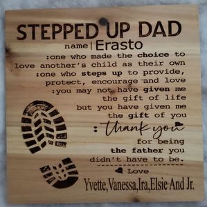 Stepped up dad personalized wood frame